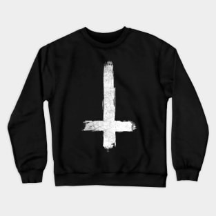 Inverted Cross - White Grunge Crewneck Sweatshirt